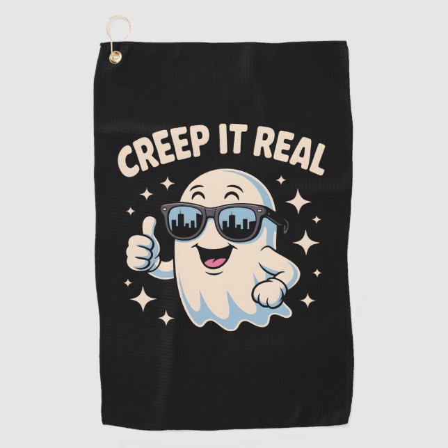 Creep It Real, Niedliche Halloween Ghost Golfhandtuch (Vorderseite)