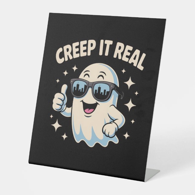 Creep It Real, Niedliche Halloween Ghost Sockelschild (Vorderseite)