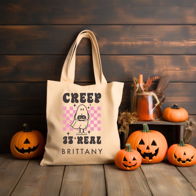 Creep it Real Retro Groovy Halloween Tragetasche (Von Creator hochgeladen)