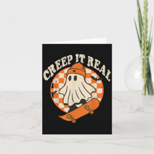 Creep It Real Retro Halloween-Party Funny Ghost Sk Karte