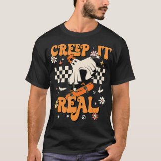 Creep It Real Retro Halloween-Party Funny Ghost Sk T-Shirt