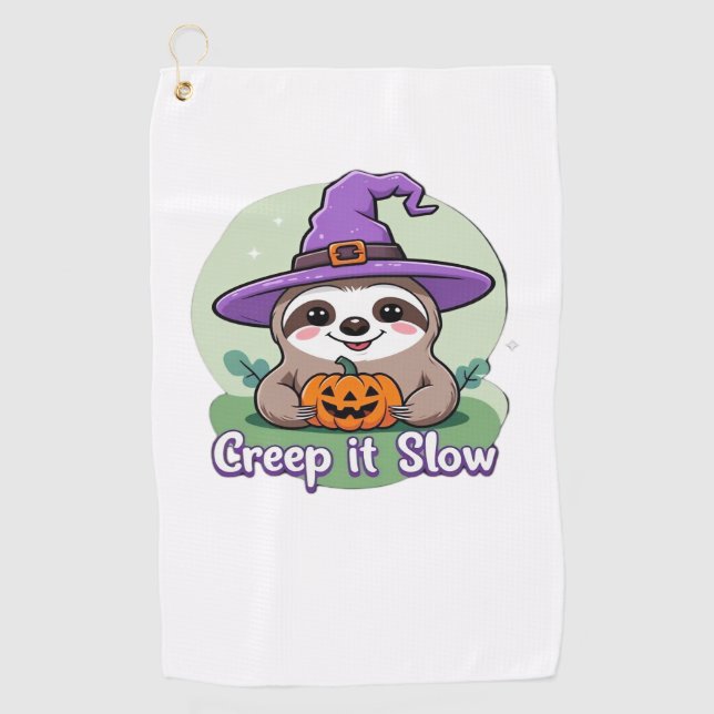 Creep It Slow - Niedliches Halloween Sloth Shirt m Golfhandtuch (Vorderseite)