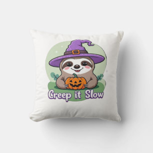 Creep It Slow � Süßes Halloween-Faultier-Shirt mit Kissen