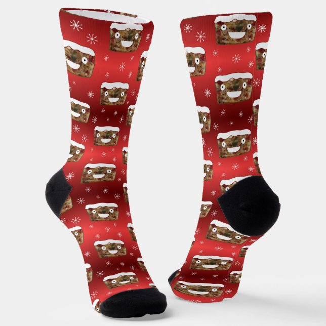 Creepe Christmas Fruitcake Muster Red Socken (Gewinkelt)