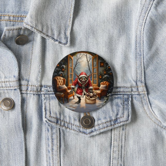 Creepe Christmas Goblin - Dark Fantasy Evil Santa Button (Beispiel)