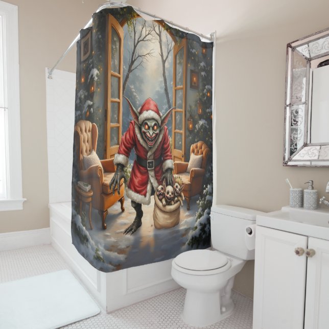 Creepe Christmas Goblin - Dark Fantasy Evil Santa Duschvorhang (Beispiel)