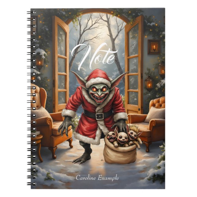 Creepe Christmas Goblin - Dark Fantasy Evil Santa Notizblock (Vorderseite)