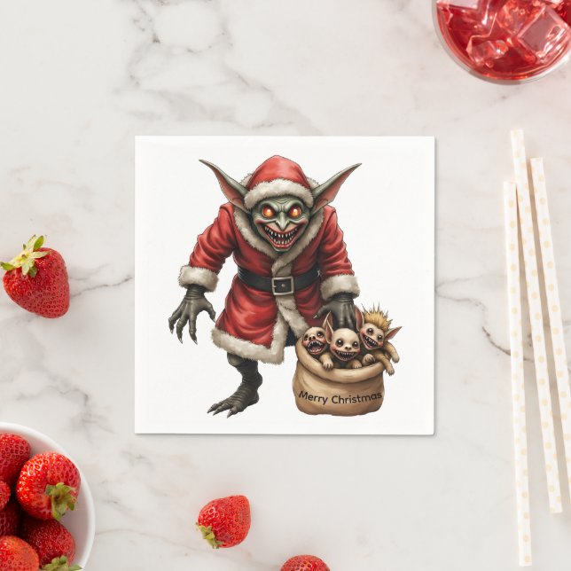 Creepe Christmas Goblin - Dark Fantasy Evil Santa Serviette (Beispiel)