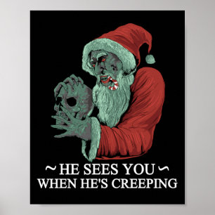 Creepe Santa Claus Krampus Weihnachten Poster