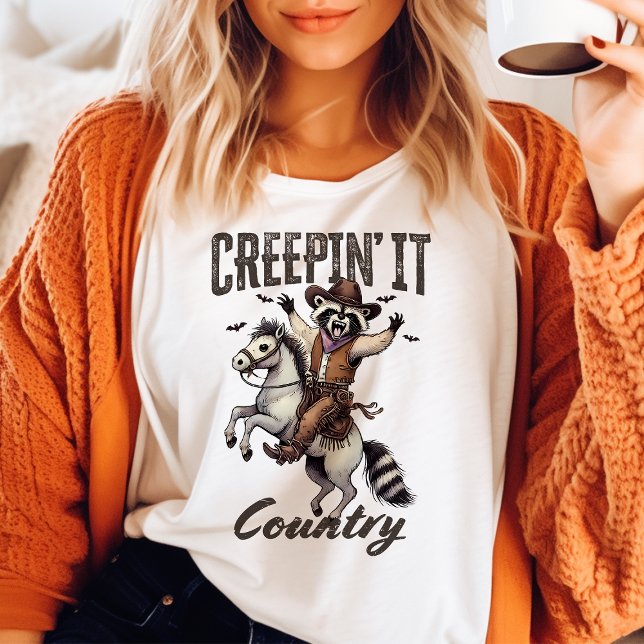 Creepin' It Country Vintage Raccoon Halloween T-Shirt (Von Creator hochgeladen)