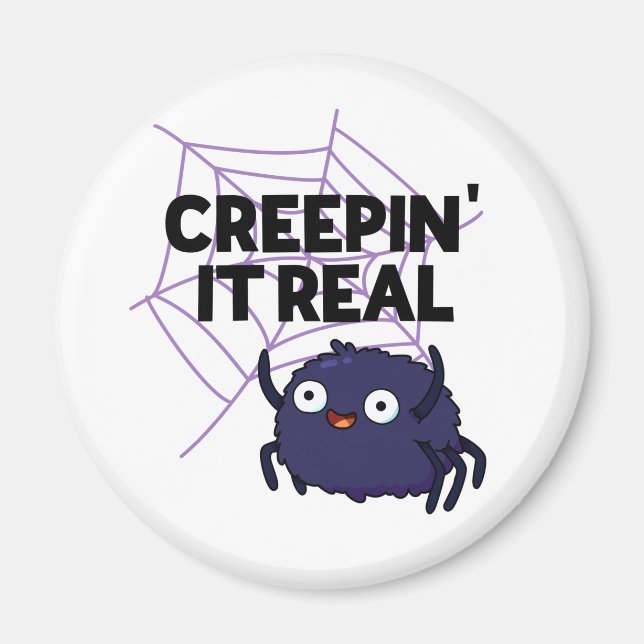 Creepin It Real Funny Halloween Spider Puff Magnet (Vorne)