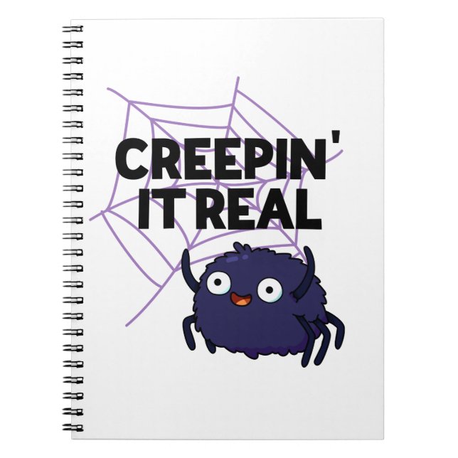 Creepin It Real Funny Halloween Spider Puff Notizblock (Vorderseite)