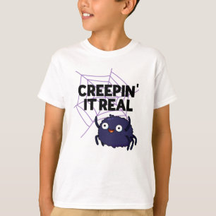 Creepin It Real Funny Halloween Spider Puff T-Shirt