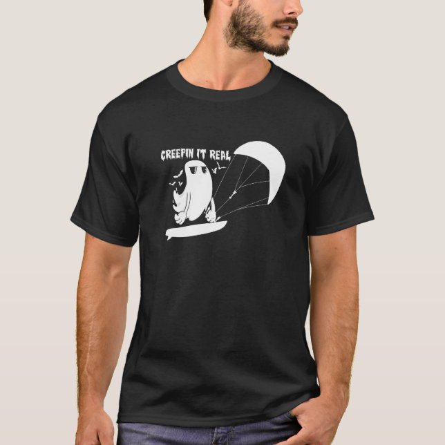 Creepin It Real Ghost Kiteboard Kiter T-Shirt (Vorderseite)
