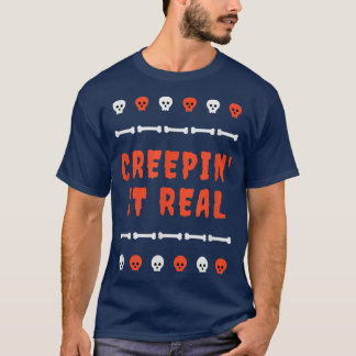 Creepin It Real Halloween PunCreepy Skeleton Bo T-Shirt