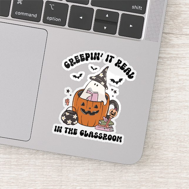 Creepin’ It Real in the Classroom Cute Teacher Aufkleber (Detail)