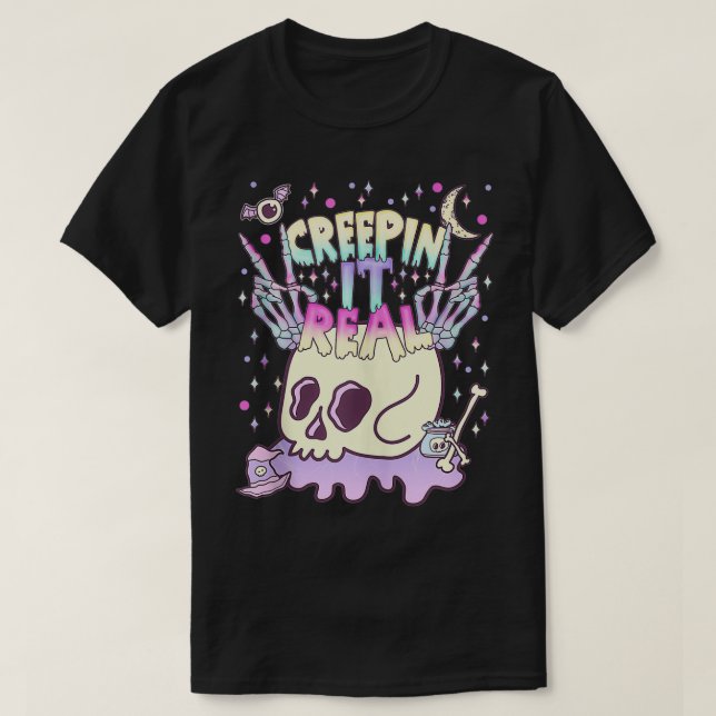 Creepin It Real Kawaii Pastel Goth Niedlich Creepy T-Shirt (Design vorne)
