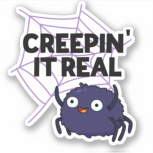Creepin It Real Lustiger Halloween-Spinnen-Wortwit Aufkleber