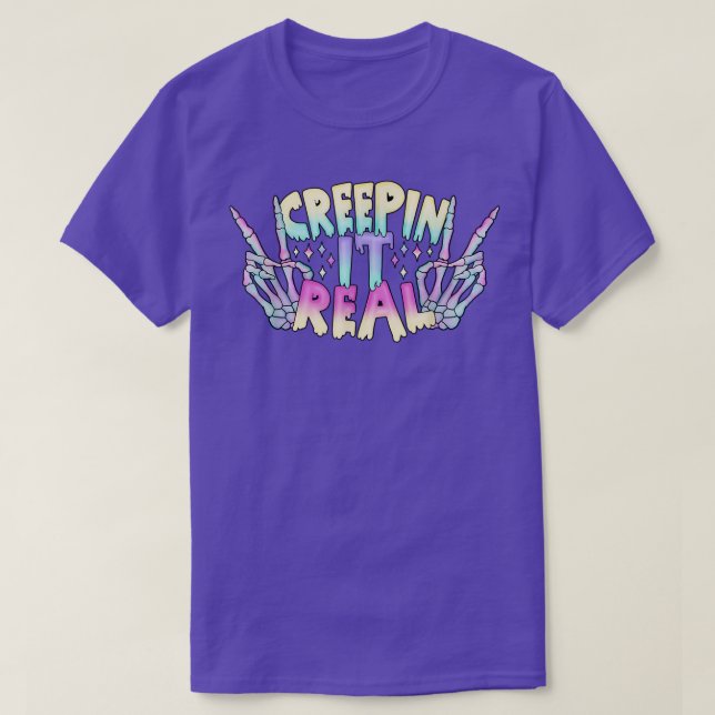 Creepin it Real Pastel Goth Ästhetik Skeleton Han T-Shirt (Design vorne)