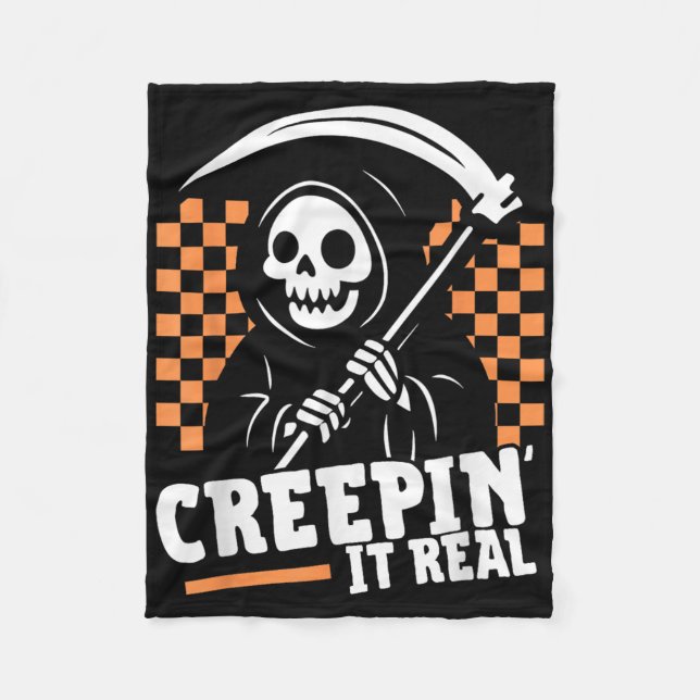 Creepin It Real Retro Grim Sensenmann Funny Hallow Fleecedecke (Vorderseite)