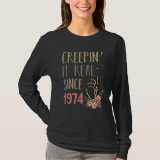 Creepin It Real Since 1974 Spooky Halloween Retro  T-Shirt