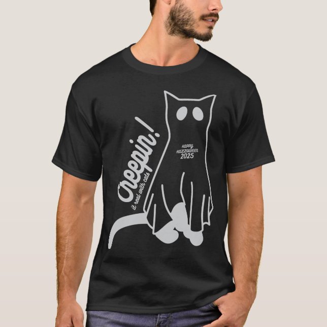 Creepin’ It Real with Cats – Funny Halloween T-Shirt (Vorderseite)