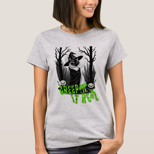 Creepin' It Real with My Witchy Cat T-Shirt (Vorderseite)
