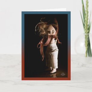 Creepische Halloweenpuppe und universeller Gruß. Karte