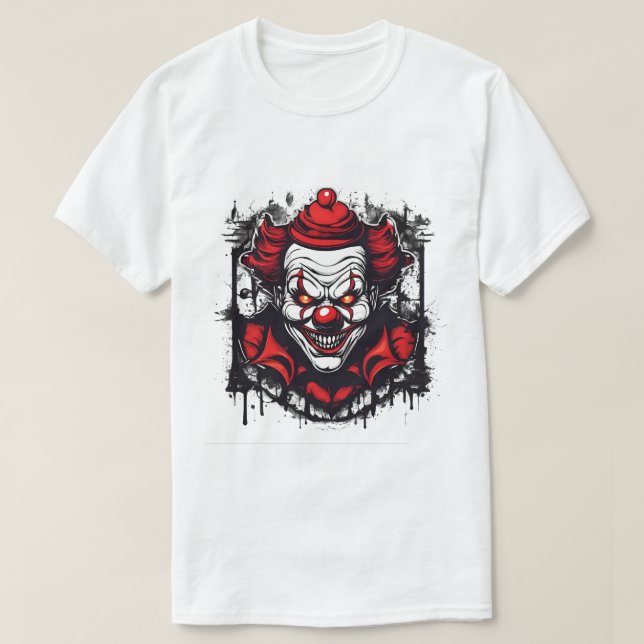Creepischer Clown mit Creepy Grin T-Shirt (Design vorne)