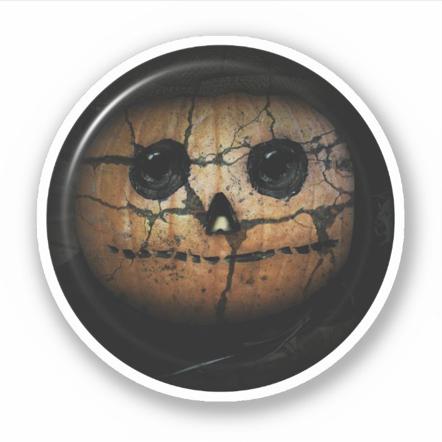 Creepischer Jack -o-lantern Halloween Aufkleber (Vorderseite)