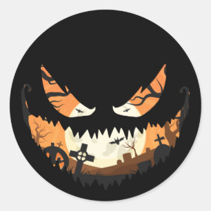 Creepischer Jack o Latern Spooky Halloween Runder Aufkleber