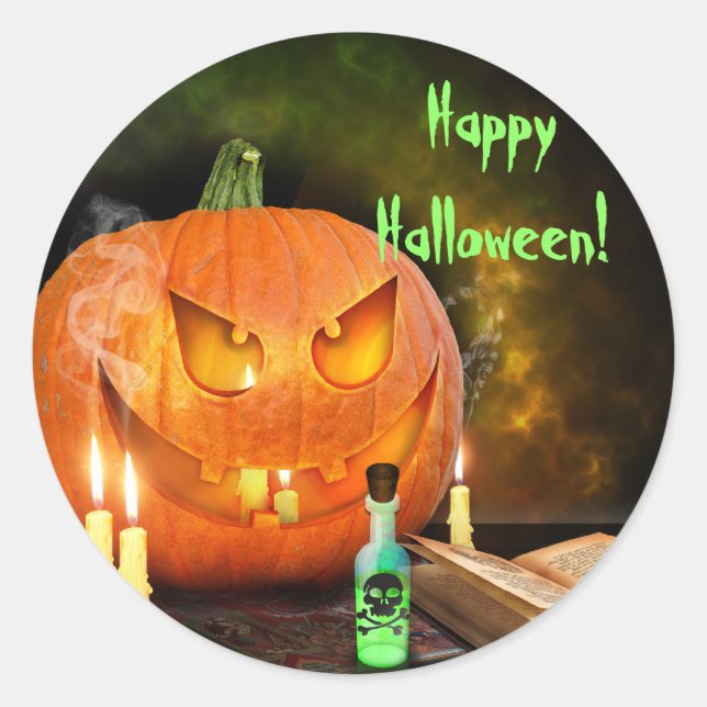Creepischer Jack O'Lantern Halloween Stickers (Vorderseite)