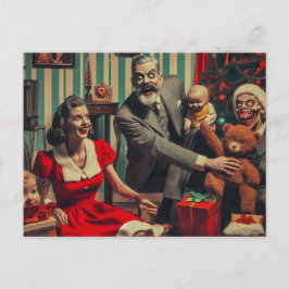 Creepischer Weihnachtsmann Horror Vintages Familie Postkarte