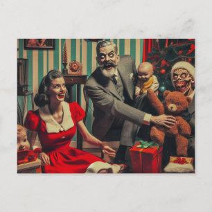 Creepischer Weihnachtsmann Horror Vintages Familie Postkarte