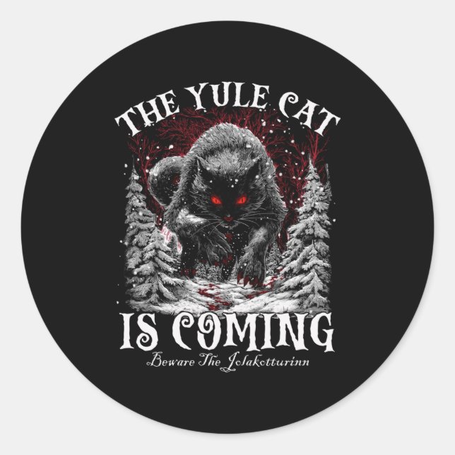 Creepmas The Yule Cat Is Coming Be Ware Of Jolakot Runder Aufkleber (Vorderseite)