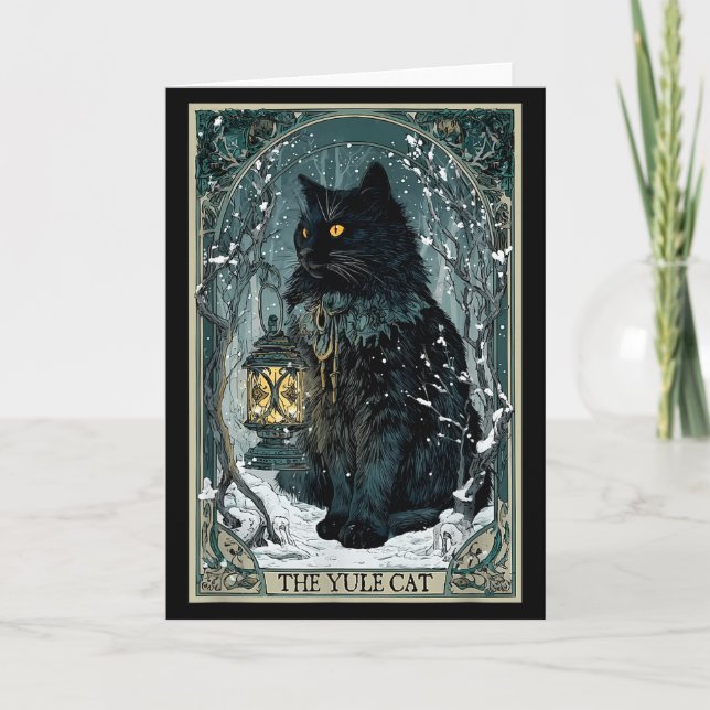 Creepmas Vintage Die Yule-Katze Tarotkarte Dunkler Karte (Vorderseite)