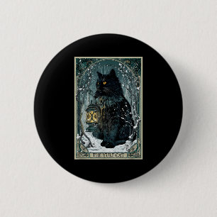 Creepmas Vintage Die Yule-Katze Tarotkarte Dunkles Button