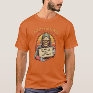 Creepshow-Skelett Retro-Sonnenuntergang Lustiges G T-Shirt