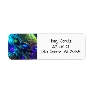 Creepy Alien Head mit leuchtenden blauen Augen