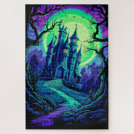 Creepy Altes Spuk Schloss nach Dunkelheit Puzzle