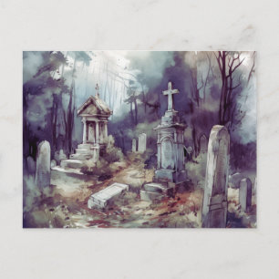 Creepy and Beautiful Friedhof Halloween Feiertagspostkarte