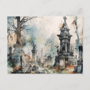 Creepy and Beautiful Friedhof Halloween Feiertagspostkarte