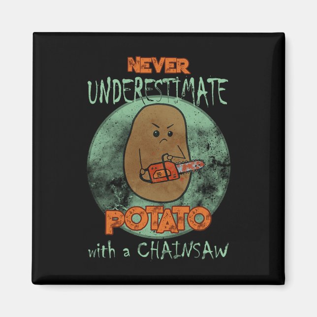 Creepy Angry Potato Chainsaw Horror Movie Lovers H Magnet (Vorne)