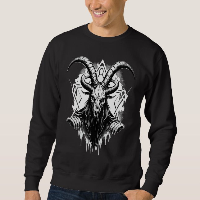 Creepy Baphomet  Occult Gothic Demon Sweatshirt (Vorderseite)