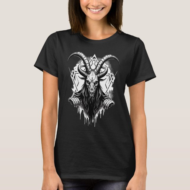Creepy Baphomet  Occult Gothic Demon T-Shirt (Vorderseite)