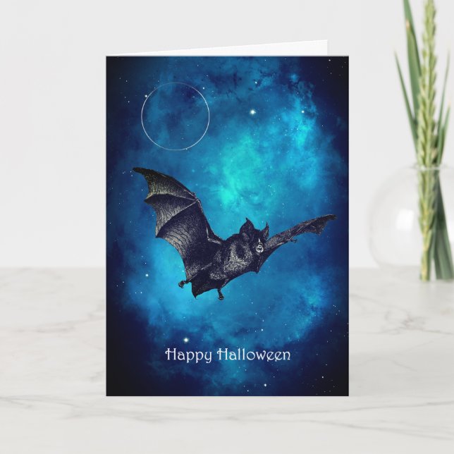 Creepy Bat Flying Halloween Karte (Vorderseite)