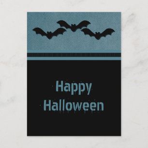 Creepy Bats Halloween Postcard, Dark Blue Postkarte