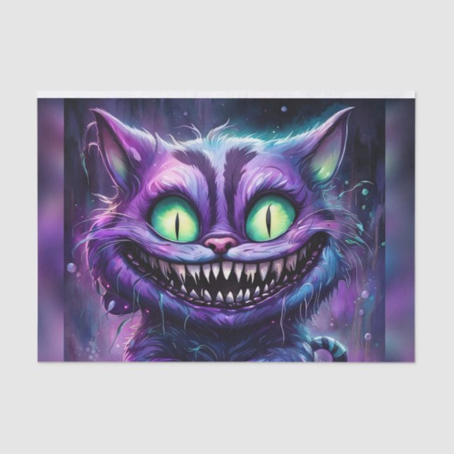 Creepy Beängstigend Halloween Cheshire Cat Decoupa Seidenpapier (Vorderseite)