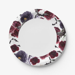 Creepy Beautiful Dunkelgotische Rose mit Flederm Pappteller