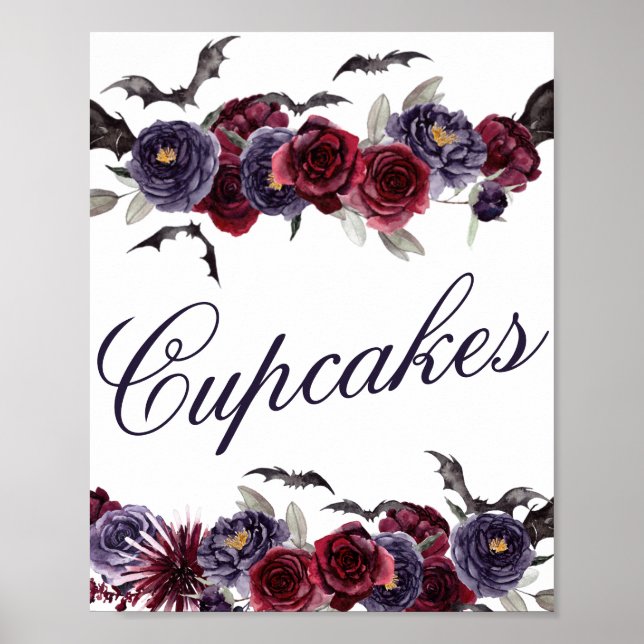 Creepy Beautiful | Gotische Blumenbäume Cupcakes Poster (Vorne)